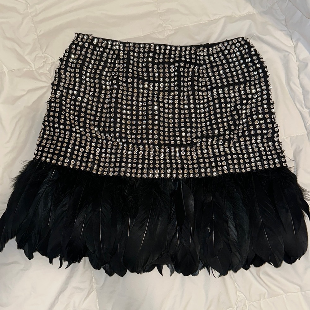 SALE- Crystal & Goose Feather Skirt